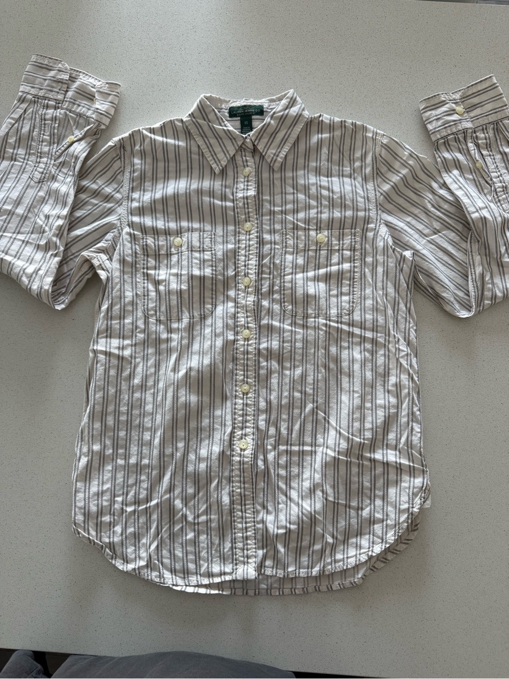 Lauren Ralph Lauren Women’s Button-Down Shirt - Cream with Black Stripes
